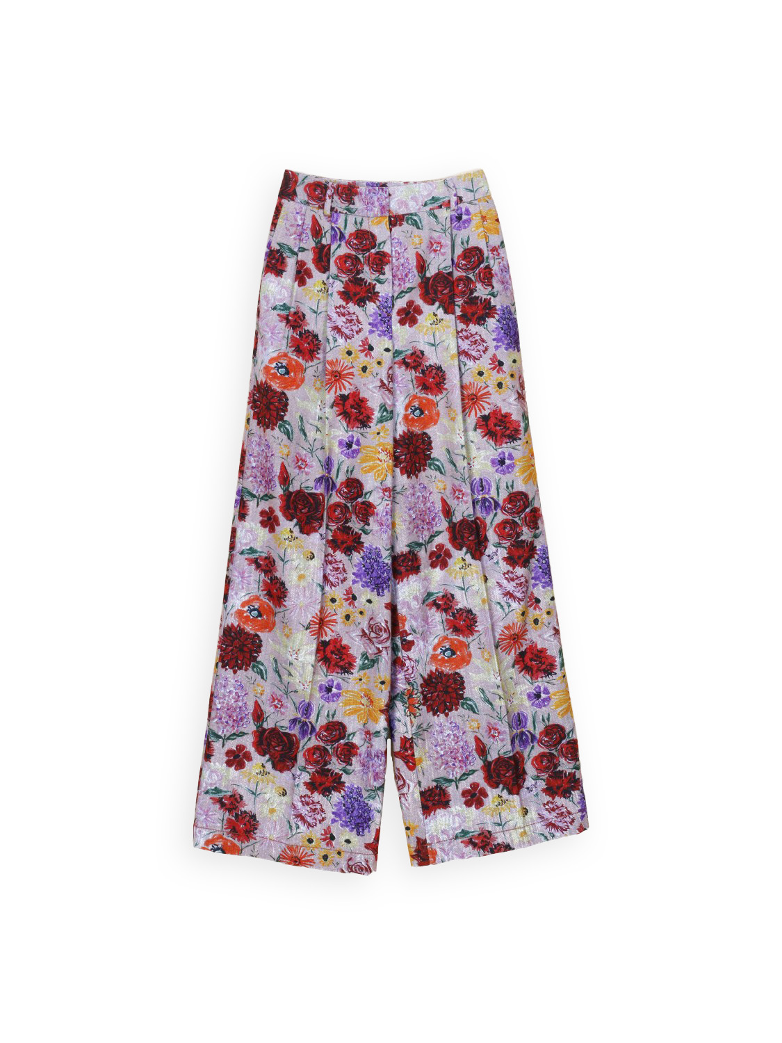 Wide cotton trousers with floral print 