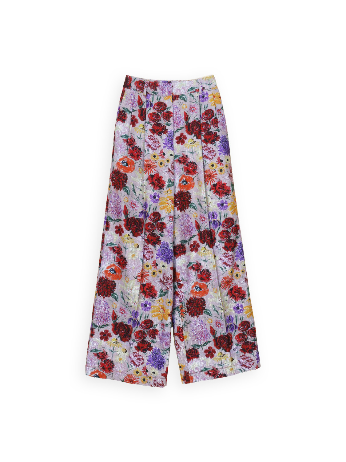 Weite Baumwoll-Hose mit Blumen-Print 