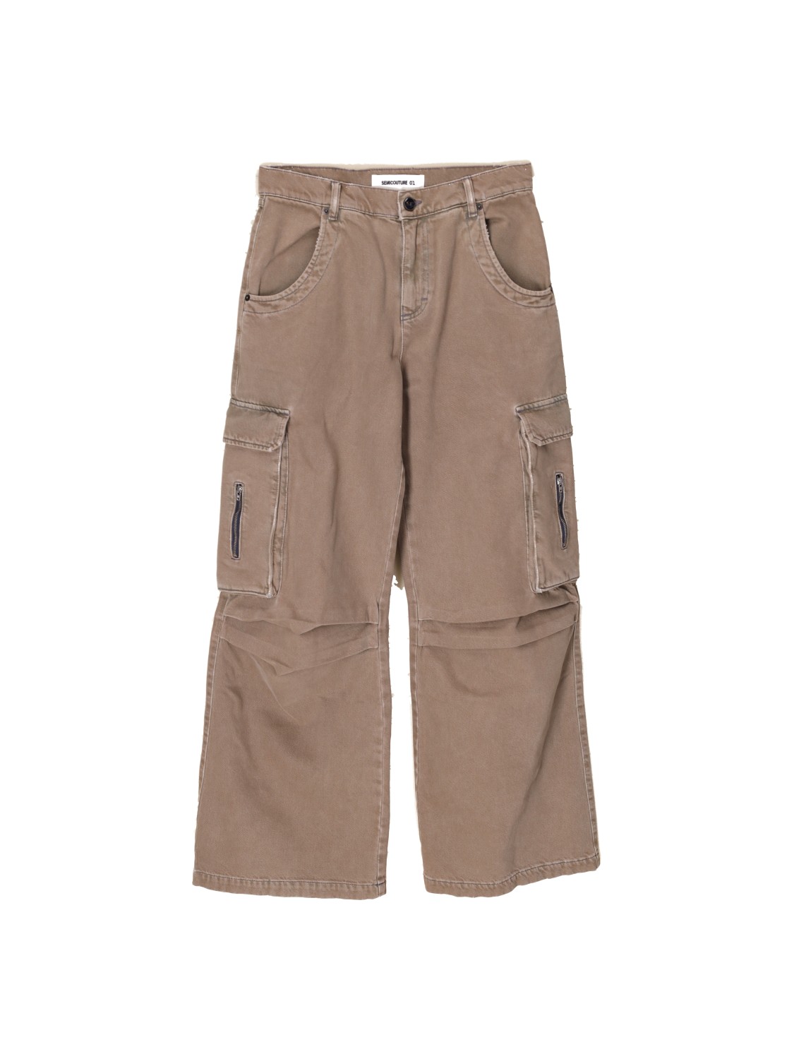 Semicouture Denim cargo in cotone oversize  beige 27