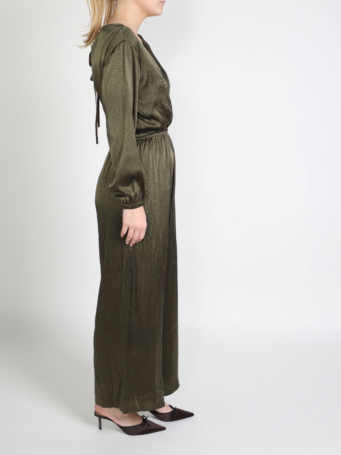 friendly hunting Pinta Addis Ababa silk jumpsuit khaki XS friendly hunting Pinta Addis Ababa silk jumpsuit khaki XS