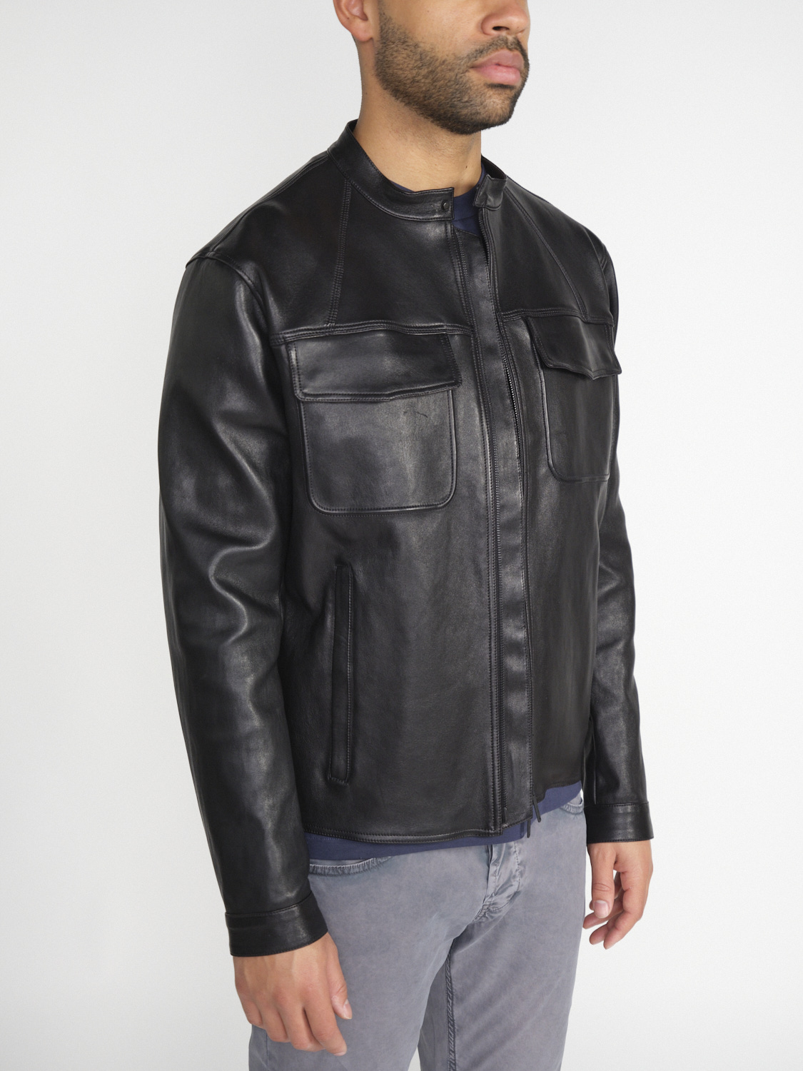 jitrois Blouson Angel – leather shirt jacket  black 52