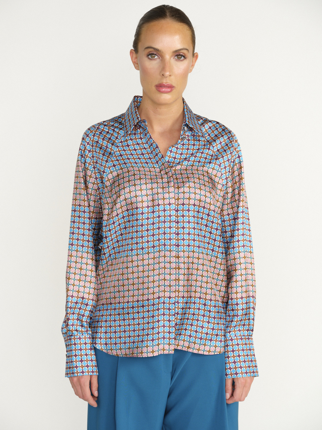 Odeeh Bluse mit mehrfarbigem Design aus Seide mehrfarbig 34