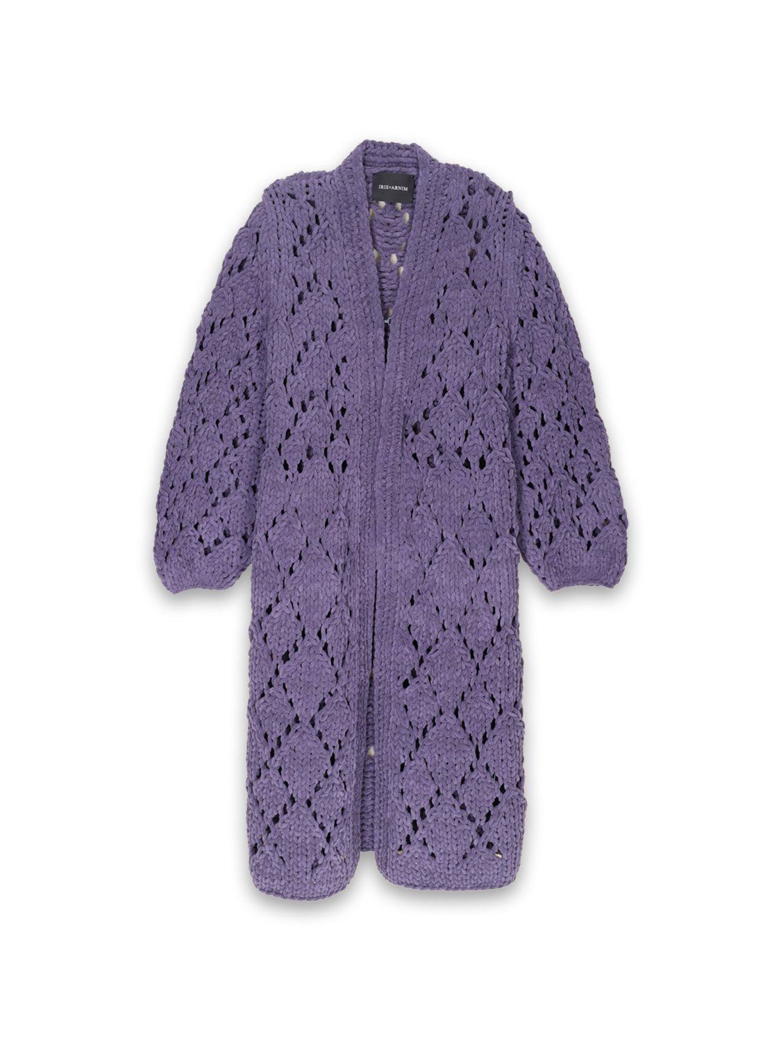 chenille cardigan with ajour pattern 