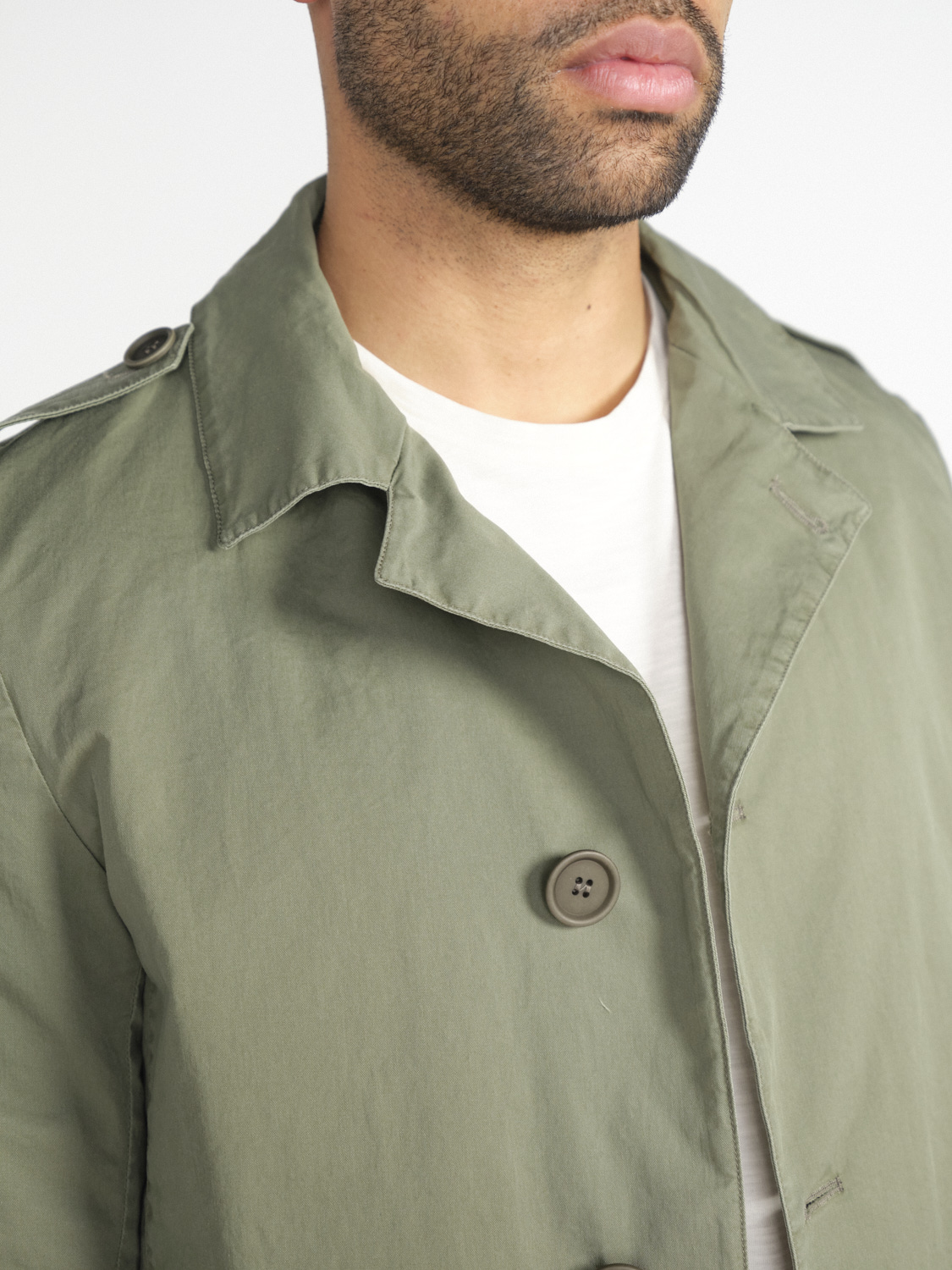 GMS 75 Kurzer Trenchcoat aus Baumwolle   khaki M