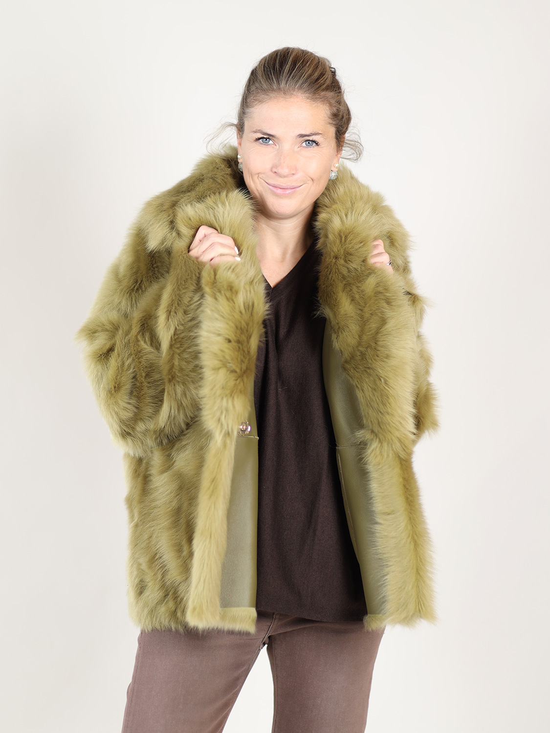 Blancha Toscana – Short fur coat green 34