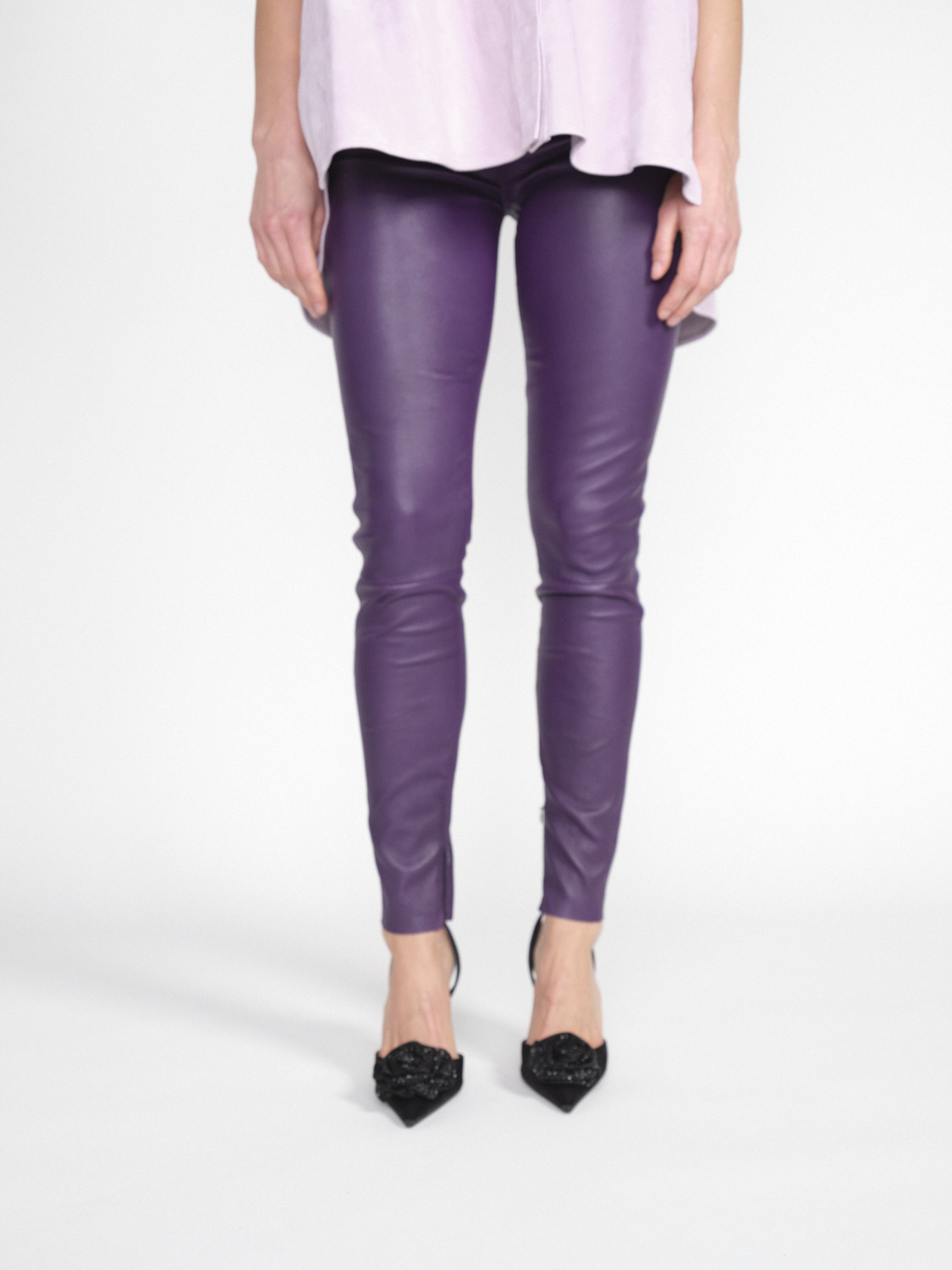 jitrois Pantalon Wynn Agneau - Pants in lamb leather purple 36