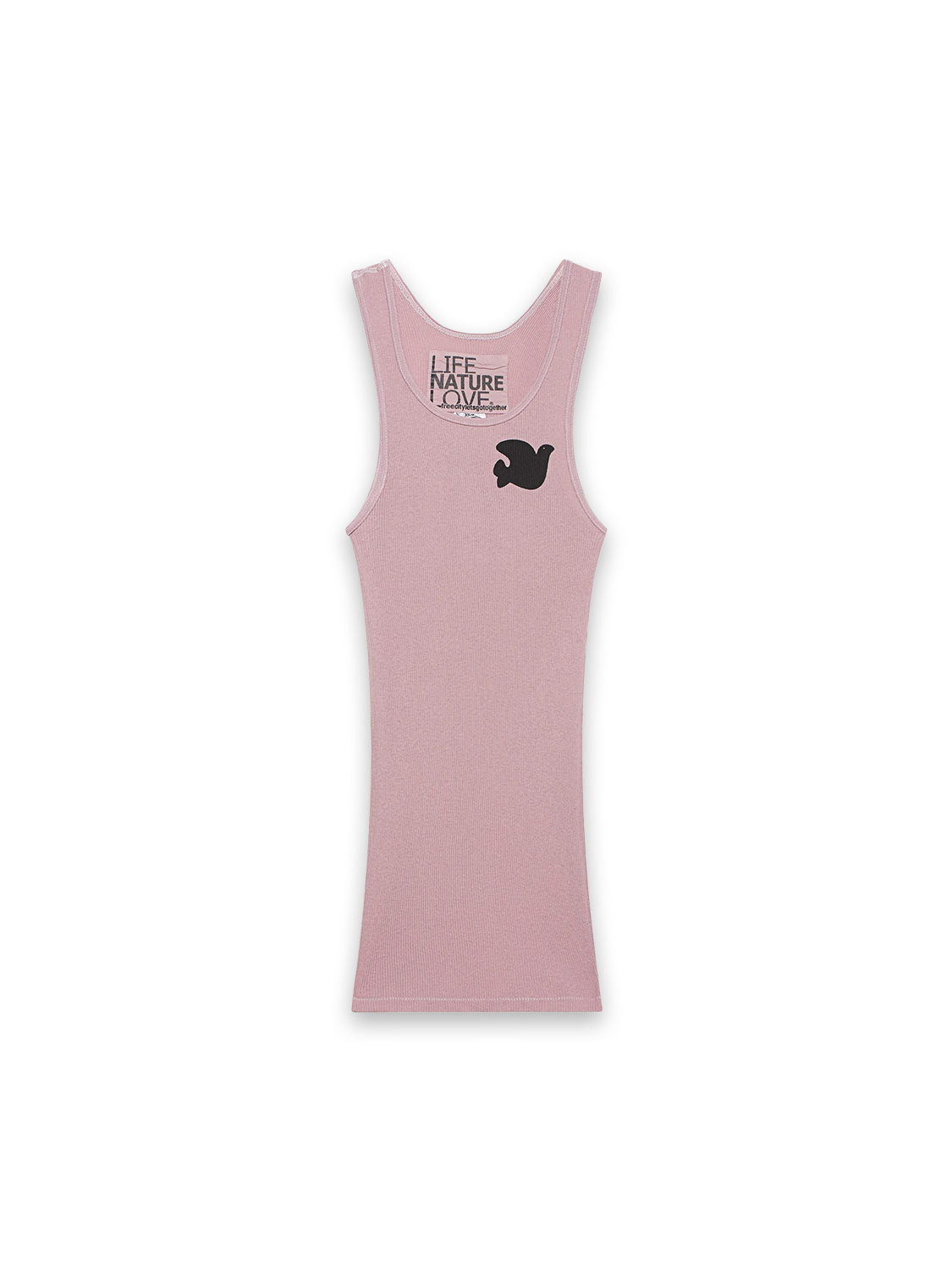 Free City Ribbed tank top with back print  rosa M/L