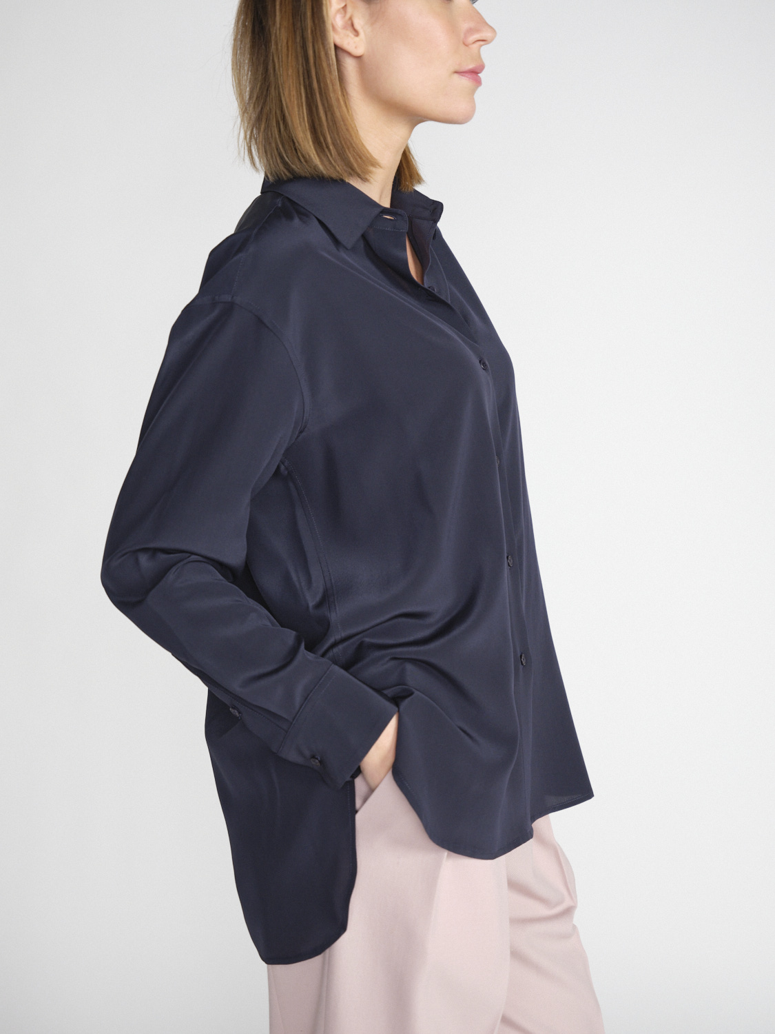 Nili Lotan Julien - Oversized silk blouse  marine S