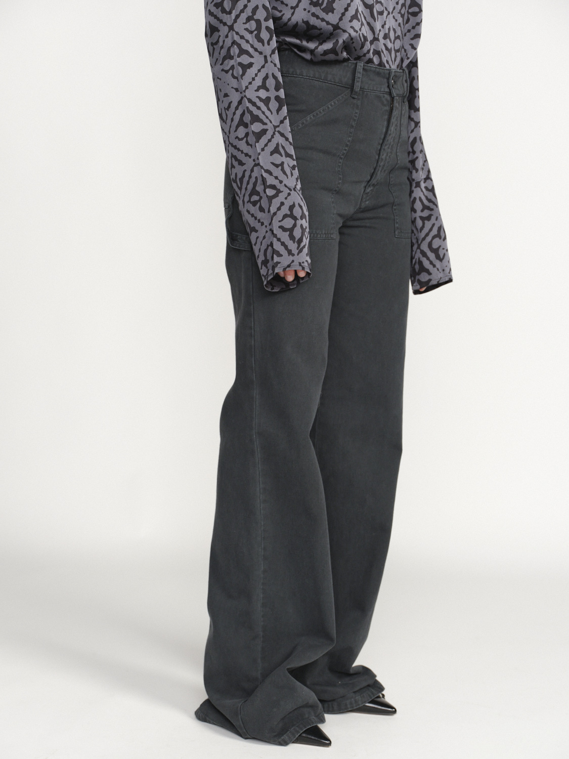 Nili Lotan Quentin - flare pants with large pocket design grey 36