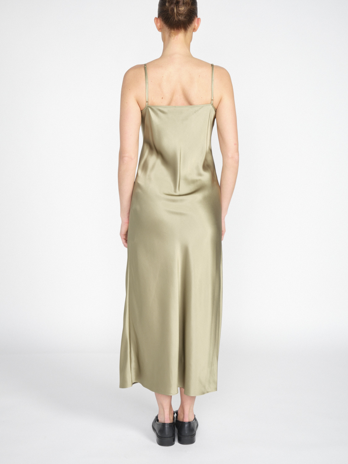Joseph Clea Dress –Midi-Kleid aus Seiden-Satin   caqui 38