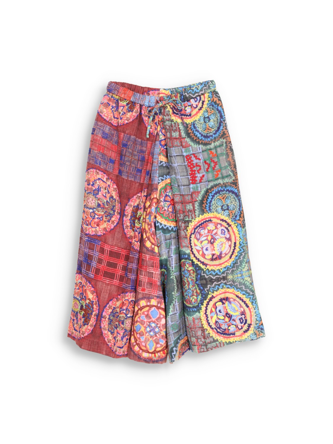 Multicolor pants with patterns made of wool