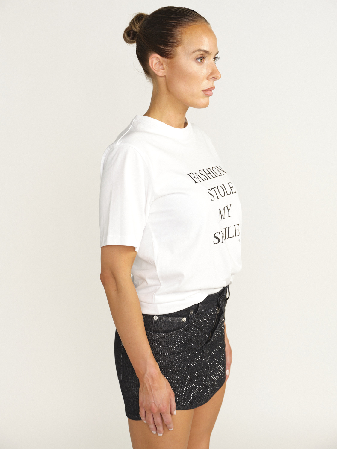 Victoria Beckham Fashion Stole my Style Slogan Shirt - T- Shirt with Print white S