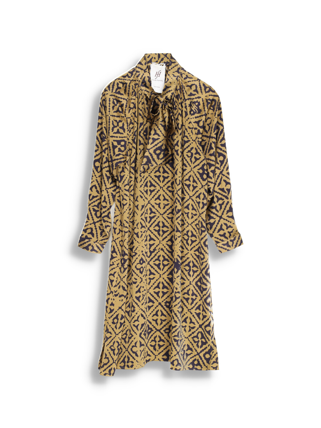 friendly hunting Abito Cara Eyes of Marrakesh - Vestito midi con stampa in seta oro XS