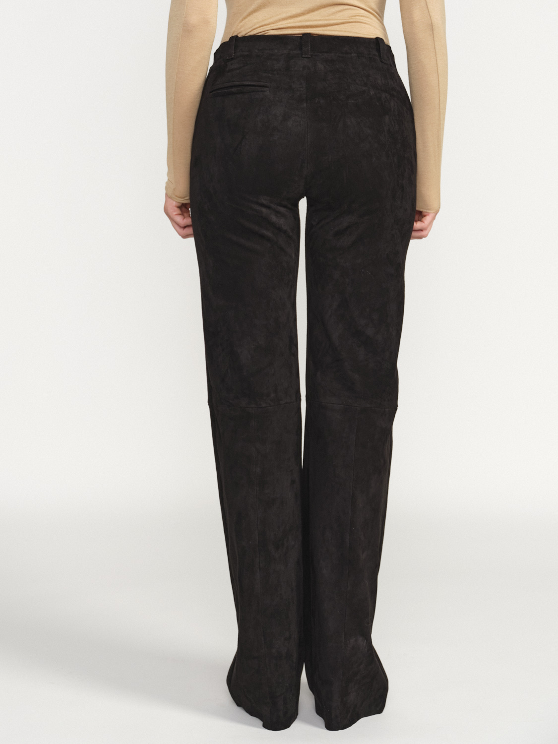 Stouls Oswald - Suede trousers with straight cut leg black L