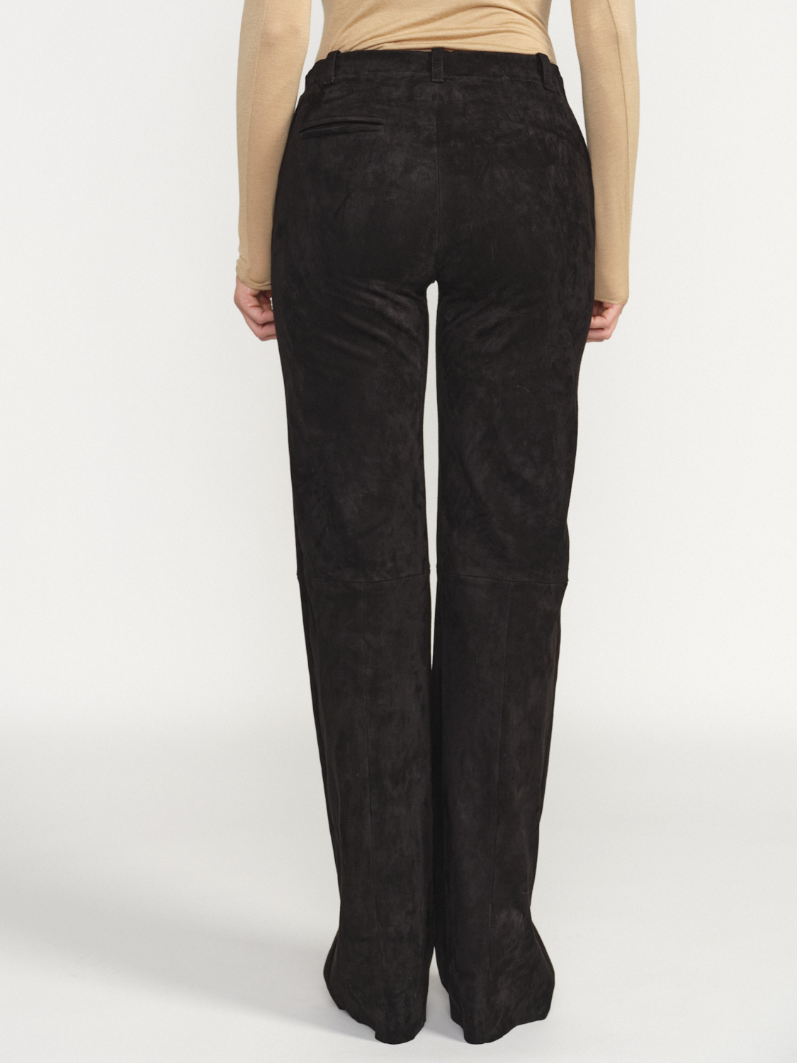 Stouls Oswald - Suede trousers with straight cut leg black M