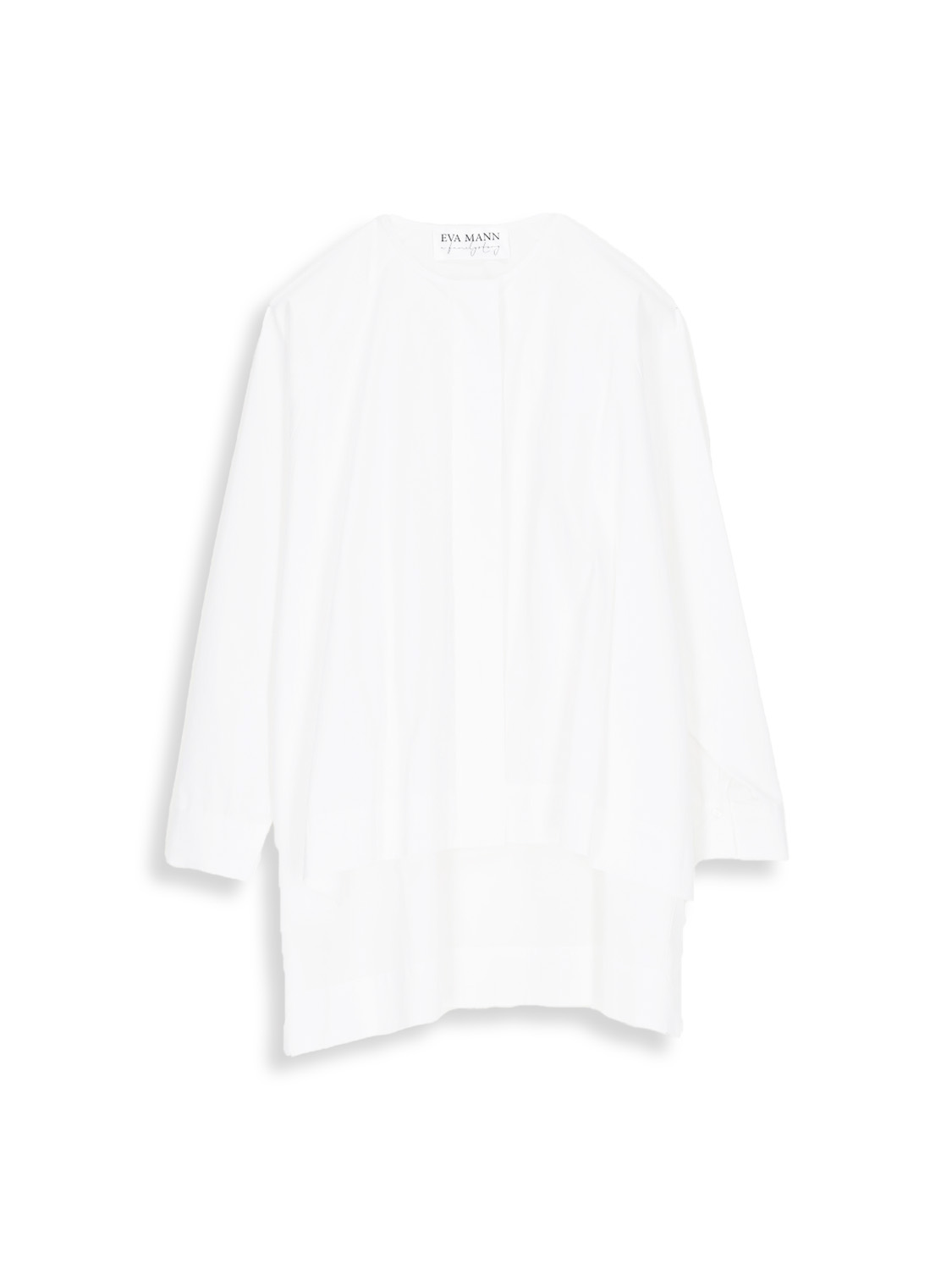 Eva Mann Oversized straight cut cotton blouse white 34