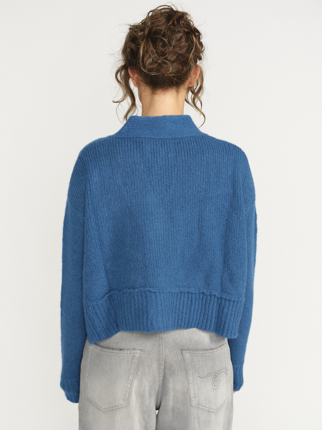 LU Ren Riely D. - Oversized cardigan with button placket blue XS