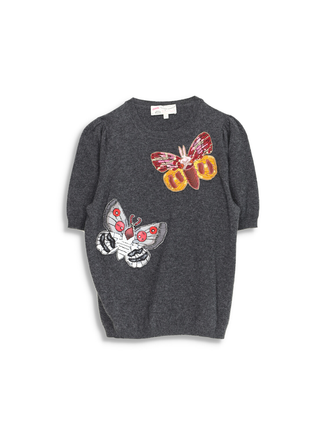 Merino wool sweater with moth patches