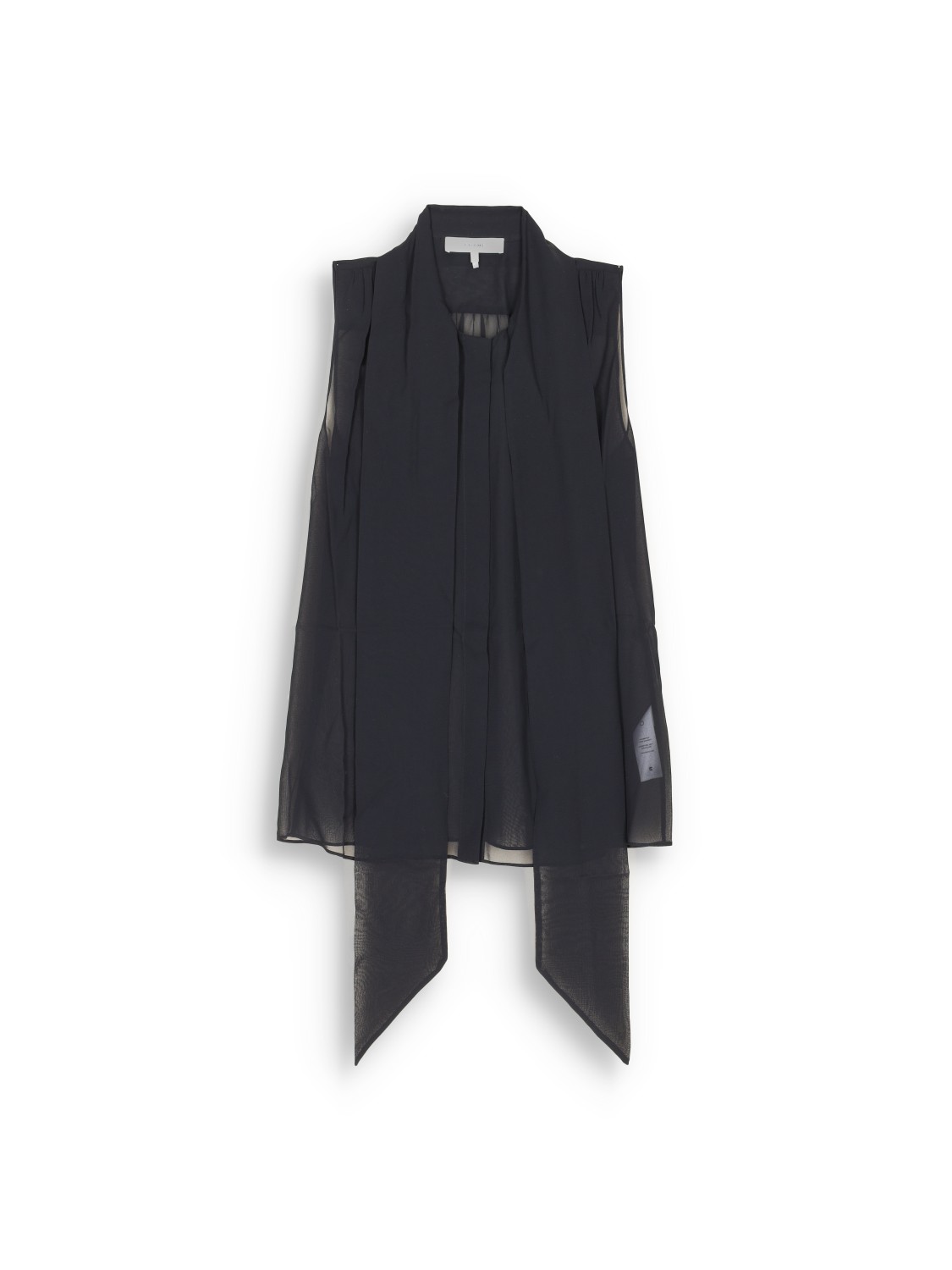 Frame Sleeveless Bow Blouse - Transparent Silk Bow Blouse  black XS