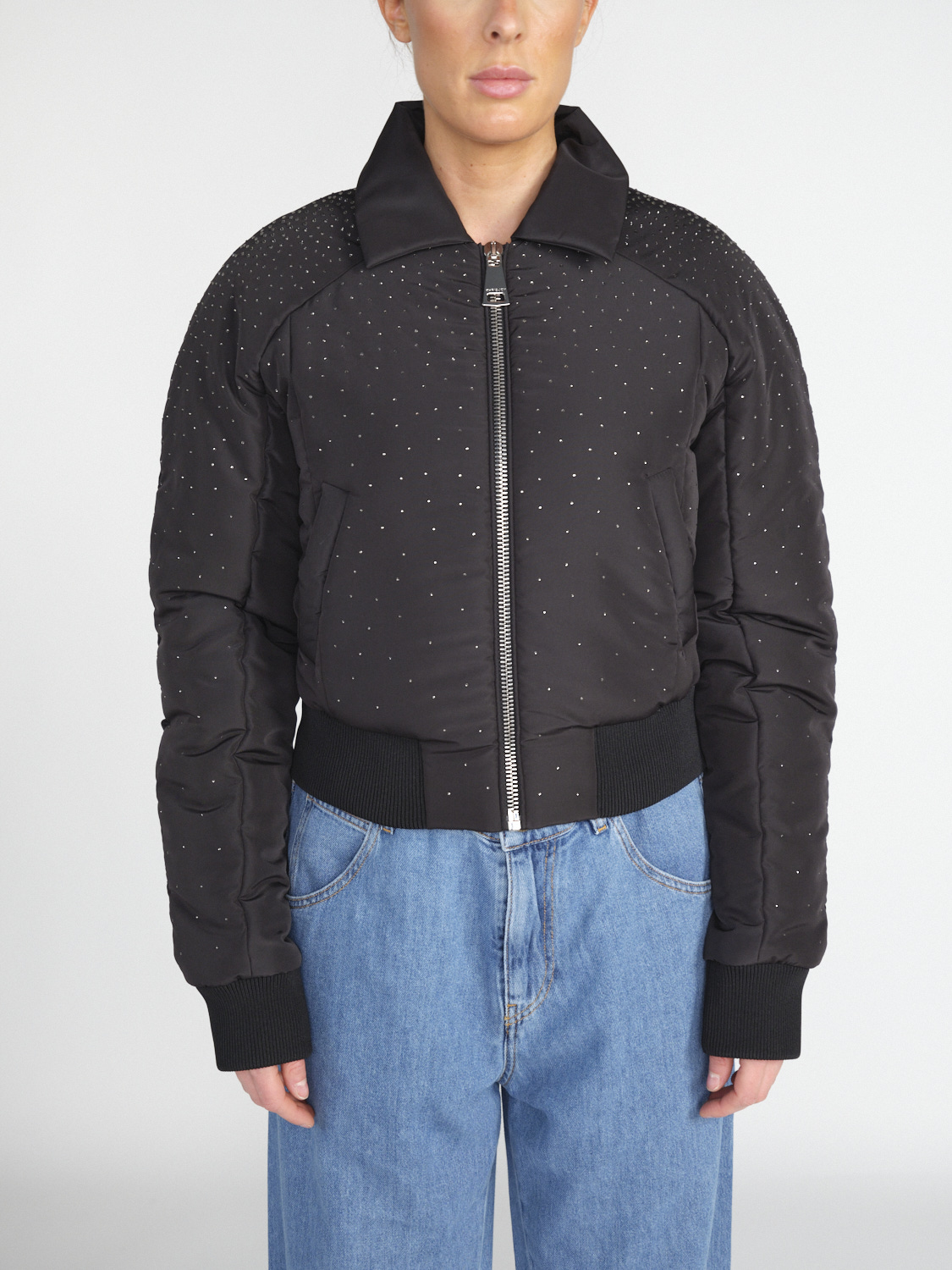 khrisjoy Jim - Short bomber jacket with glitter details   black XS/S