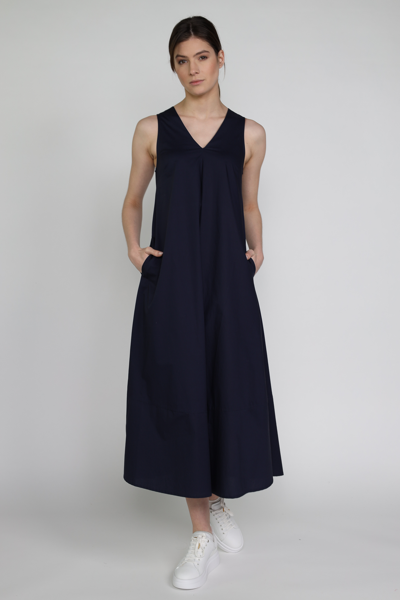 Roberto Collina Abito - maxi vestido acampanado de algodón blau L Roberto Collina Abito - maxi vestido acampanado de algodón blau L