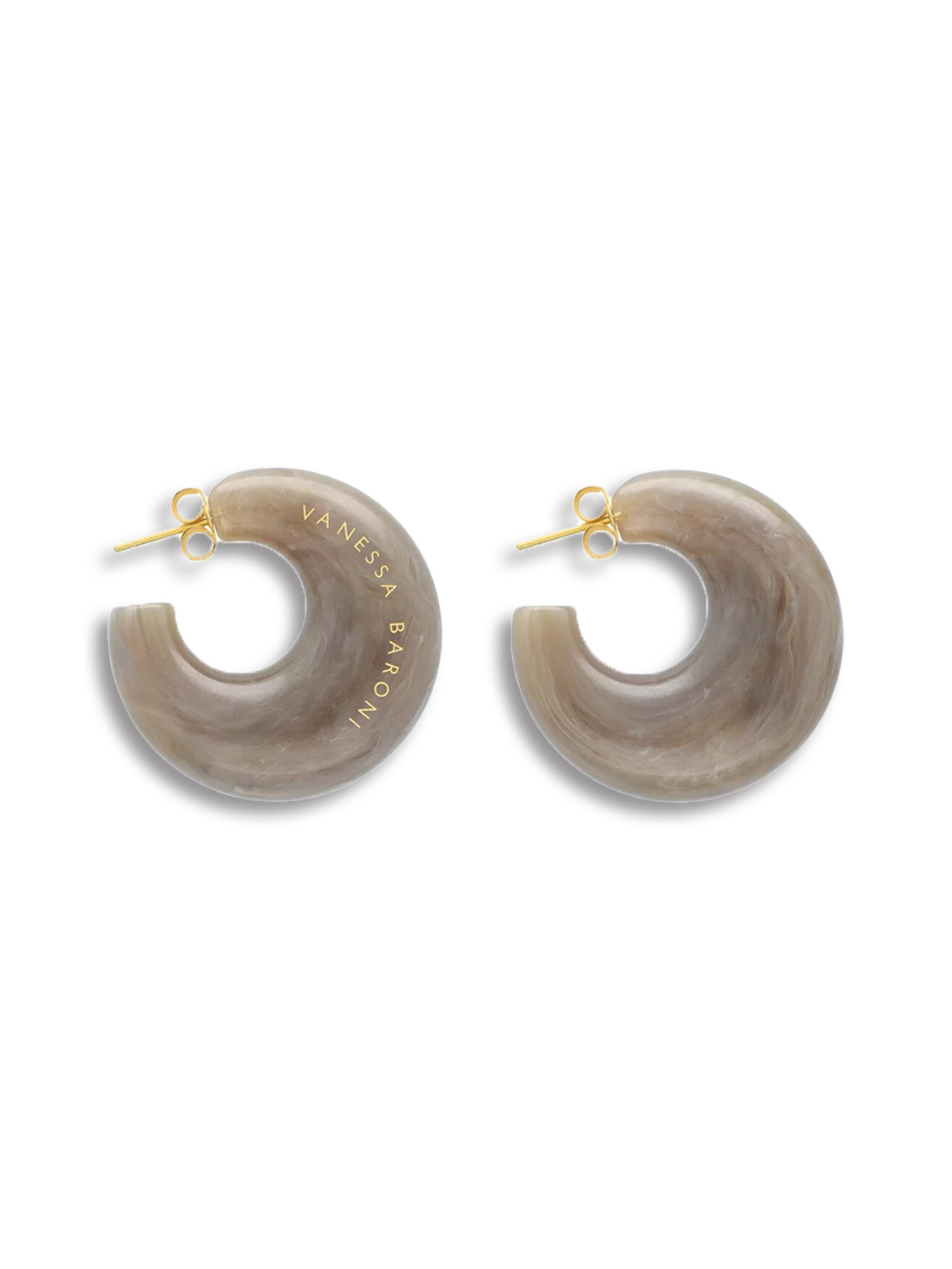 Vanessa Baroni Moon Earring – Ohrstecker in Creolenform beige One Size