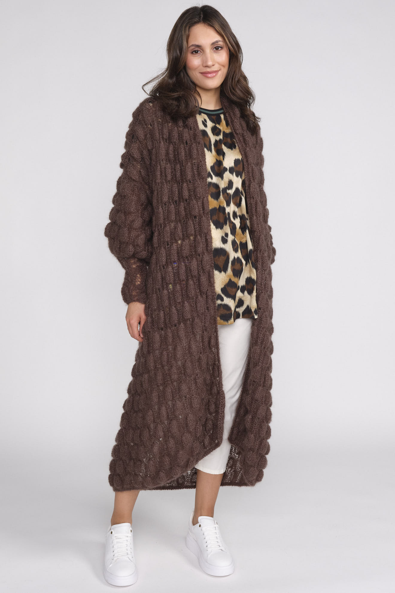 Letanne Emma Aline Lace Coat - Angora wool and silk cardigan brown