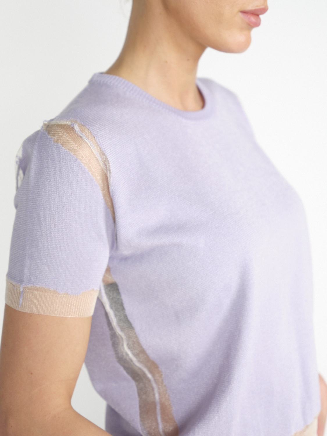 Roberto Collina Devore – Shirt mit transparenten Details  lila S