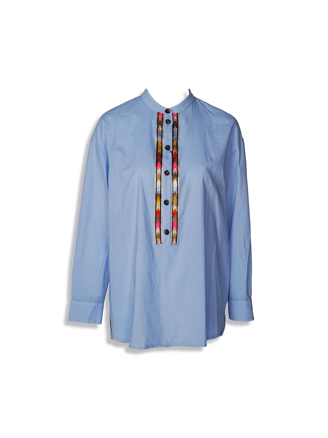Tunic blouse with button details and label embroidery