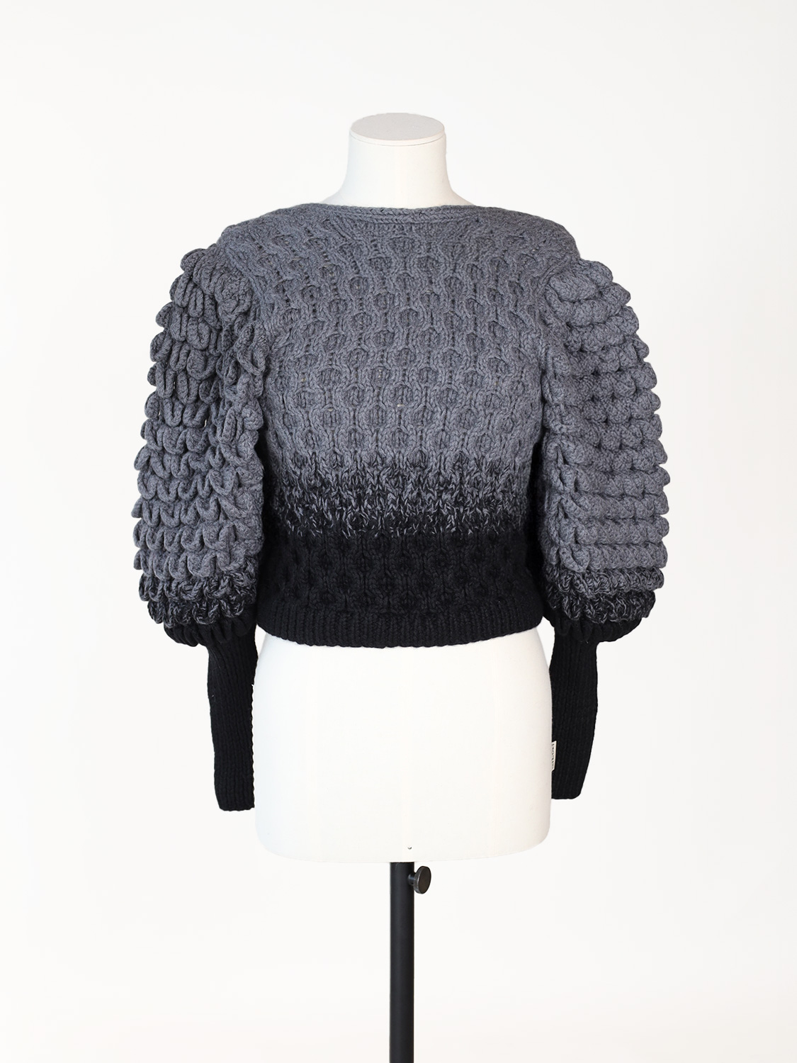 Letanne Strickpullover mit Ballonärmel   dunkelgrau One Size