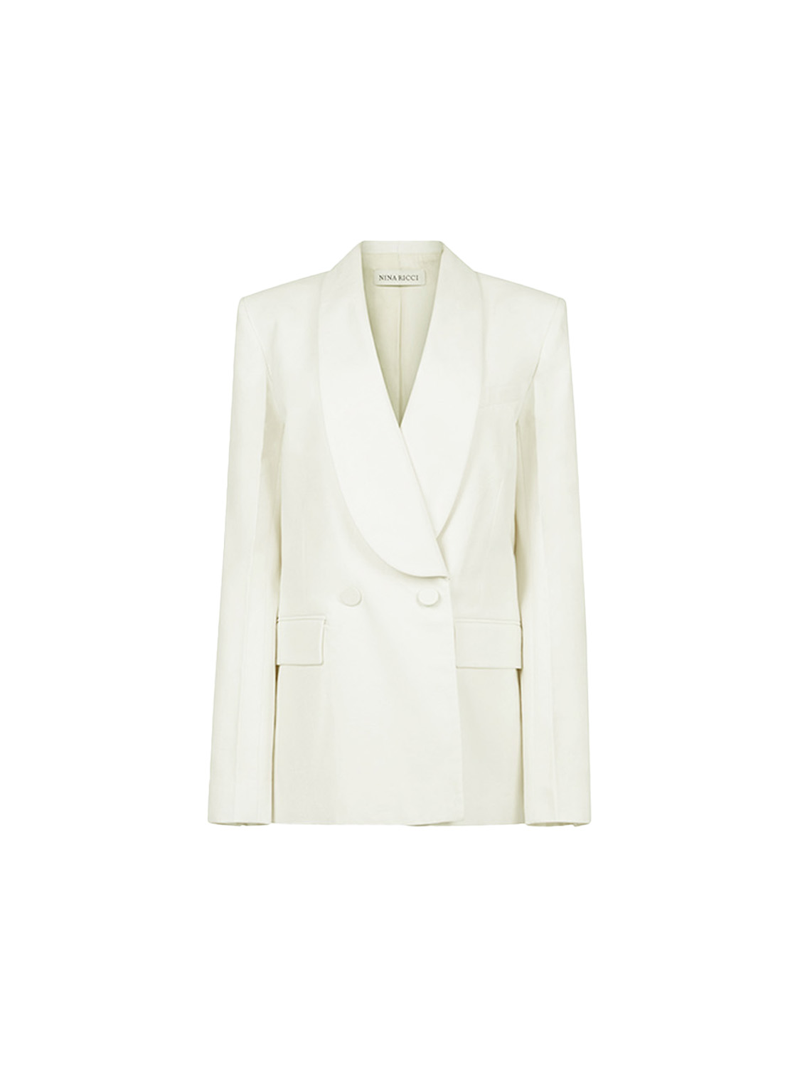 Nina Ricci Blazer con colletto a zampa di gallina in misto cotone e lino  bianco 36