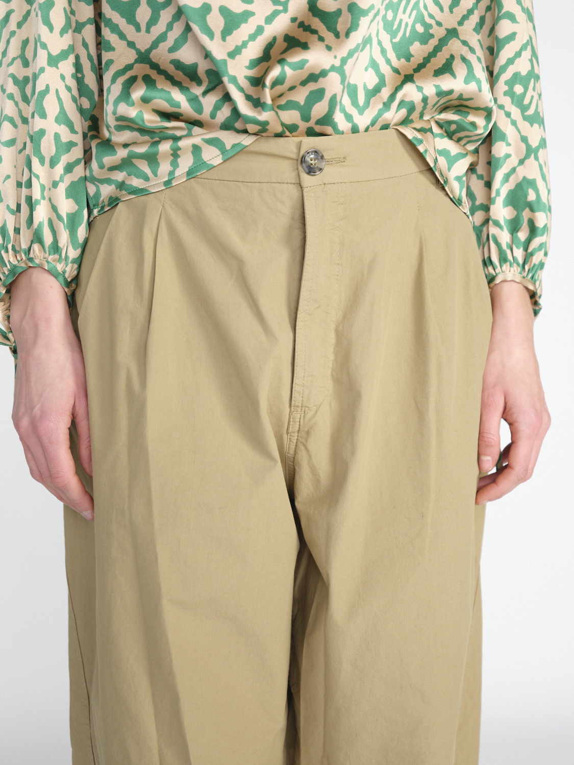 Darkpark Phebe - Pantaloni a gamba larga in cotone oversize   beige XS/S