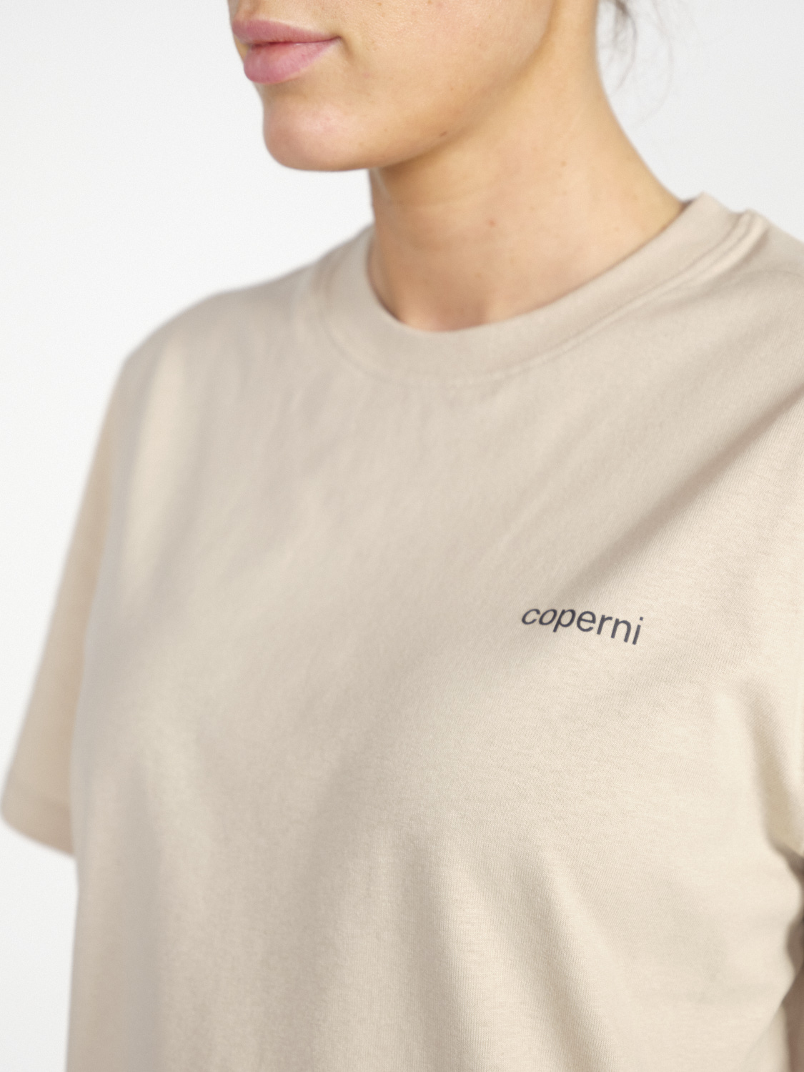 Coperni Oversized Baumwoll-T-Shirt   beige XS