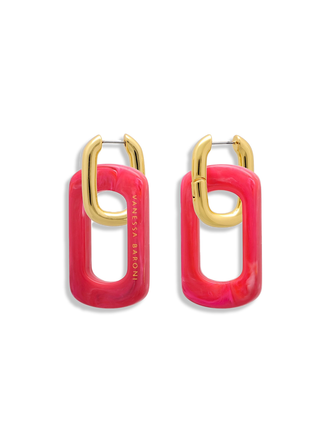 Vanessa Baroni Edge with Gold Earring - Ohrhänger mit Gliederkettenelementen  pink One Size