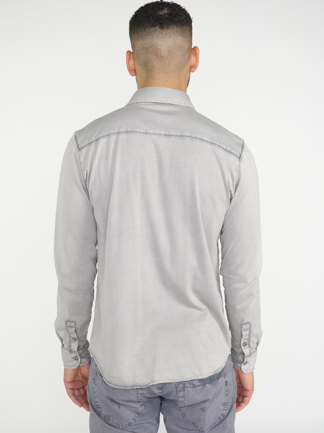 Roberto Collina Camicia in cotone effetto jeans  grigio 48
