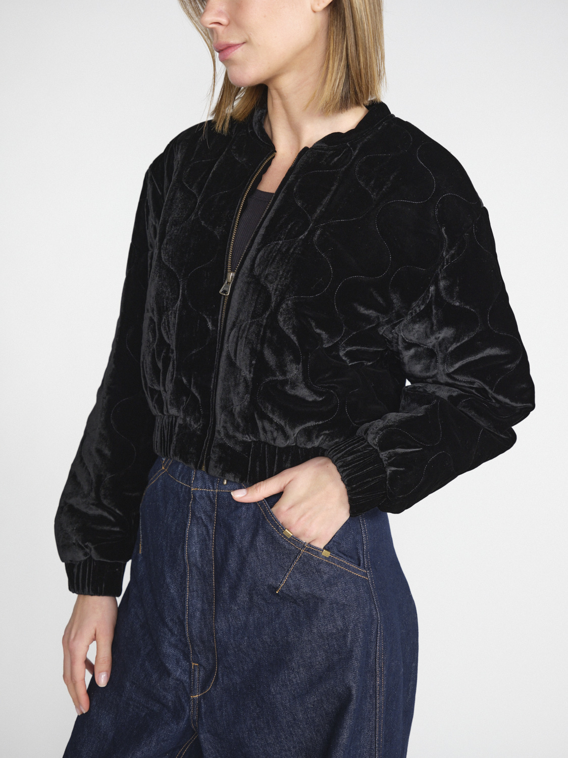 Ulla Johnson Adair - Quilted velvet-silk-blouson  black M