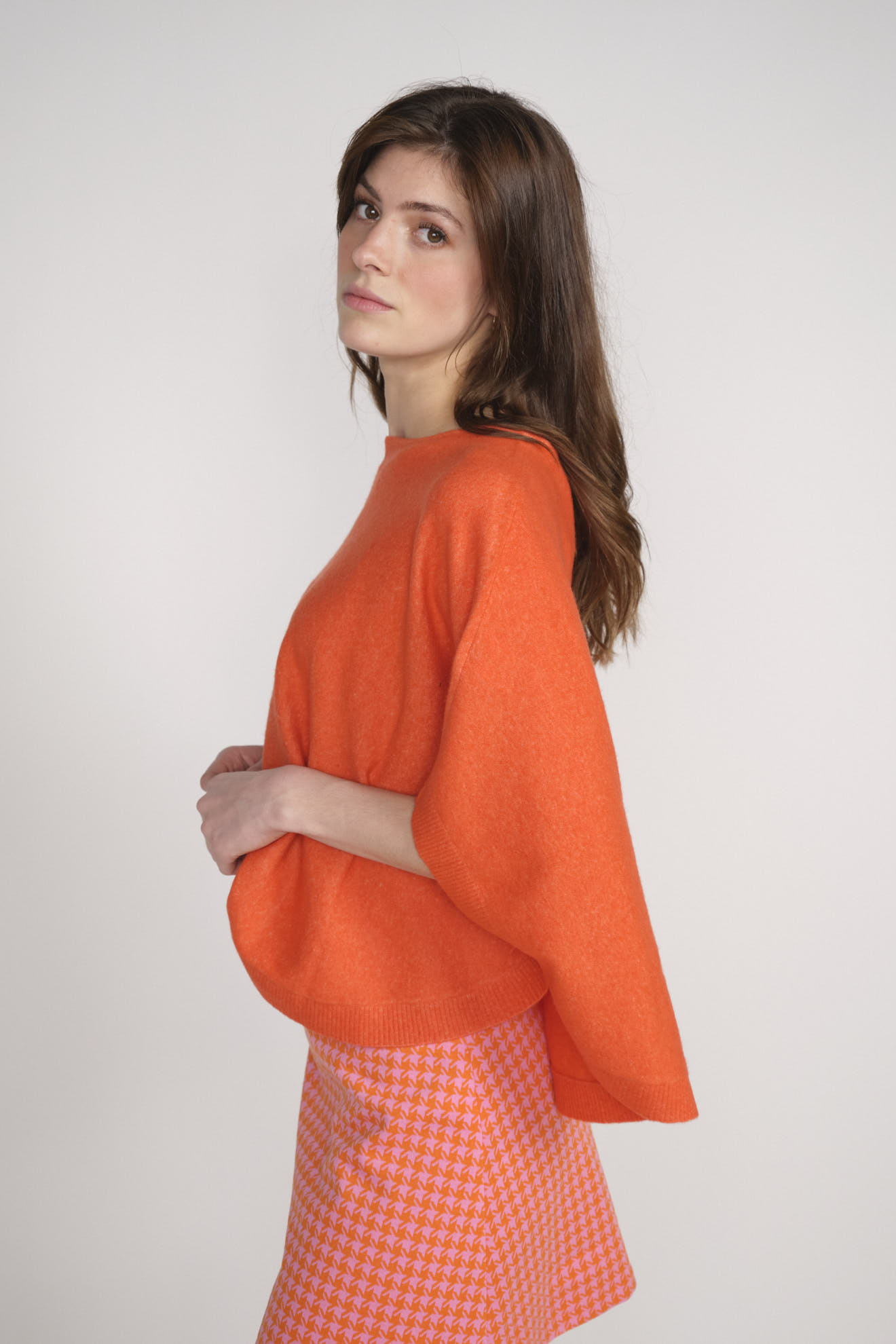 Darby - Maglia a mantella in cashmere arancione M
