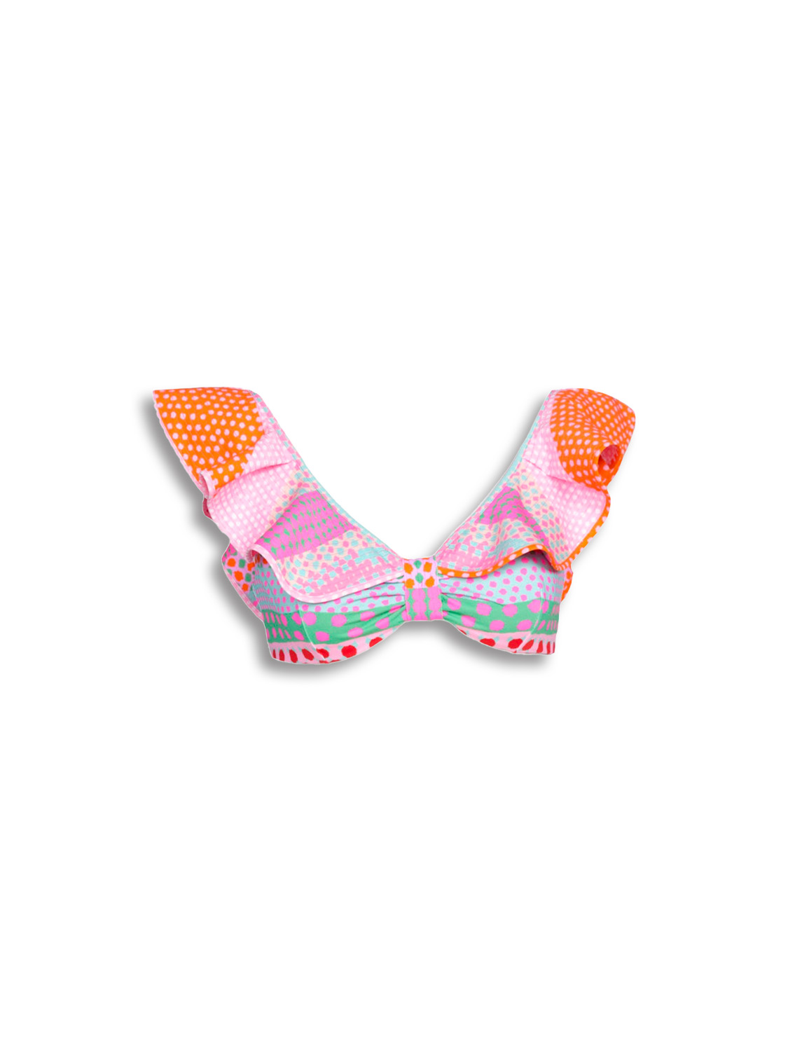 Bikini with flounces and graphic print