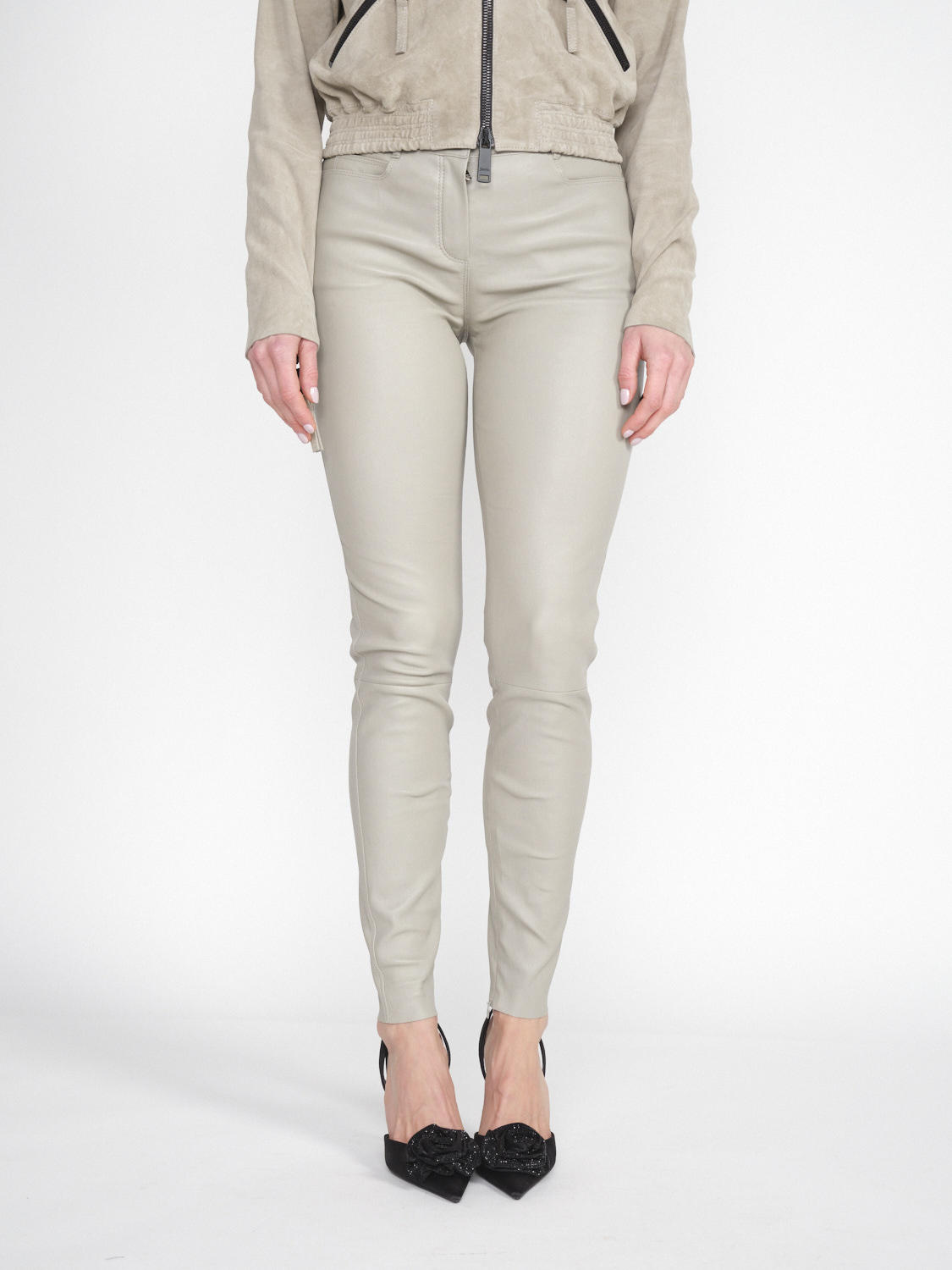 jitrois Wynn Pant - Pantalon étroit en cuir d'agneau beige 34