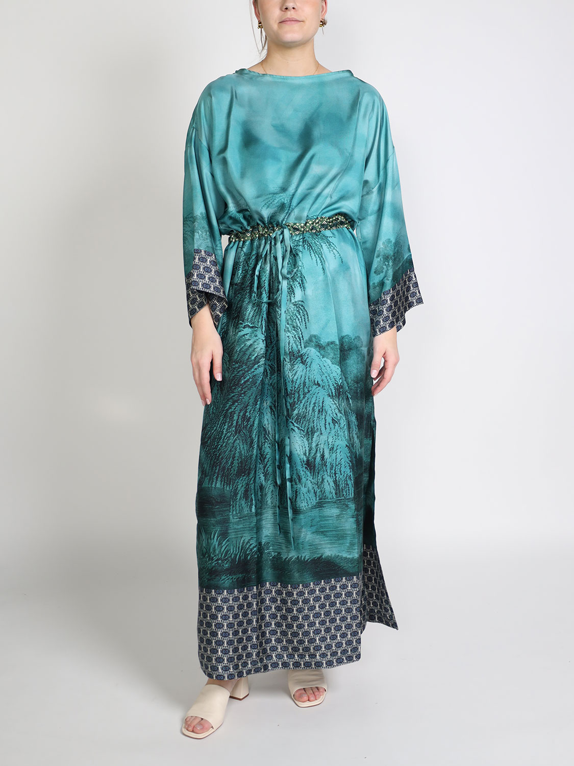 Pierre Louis Mascia Aloe - Silk maxi dress with floral pattern  türkis XS