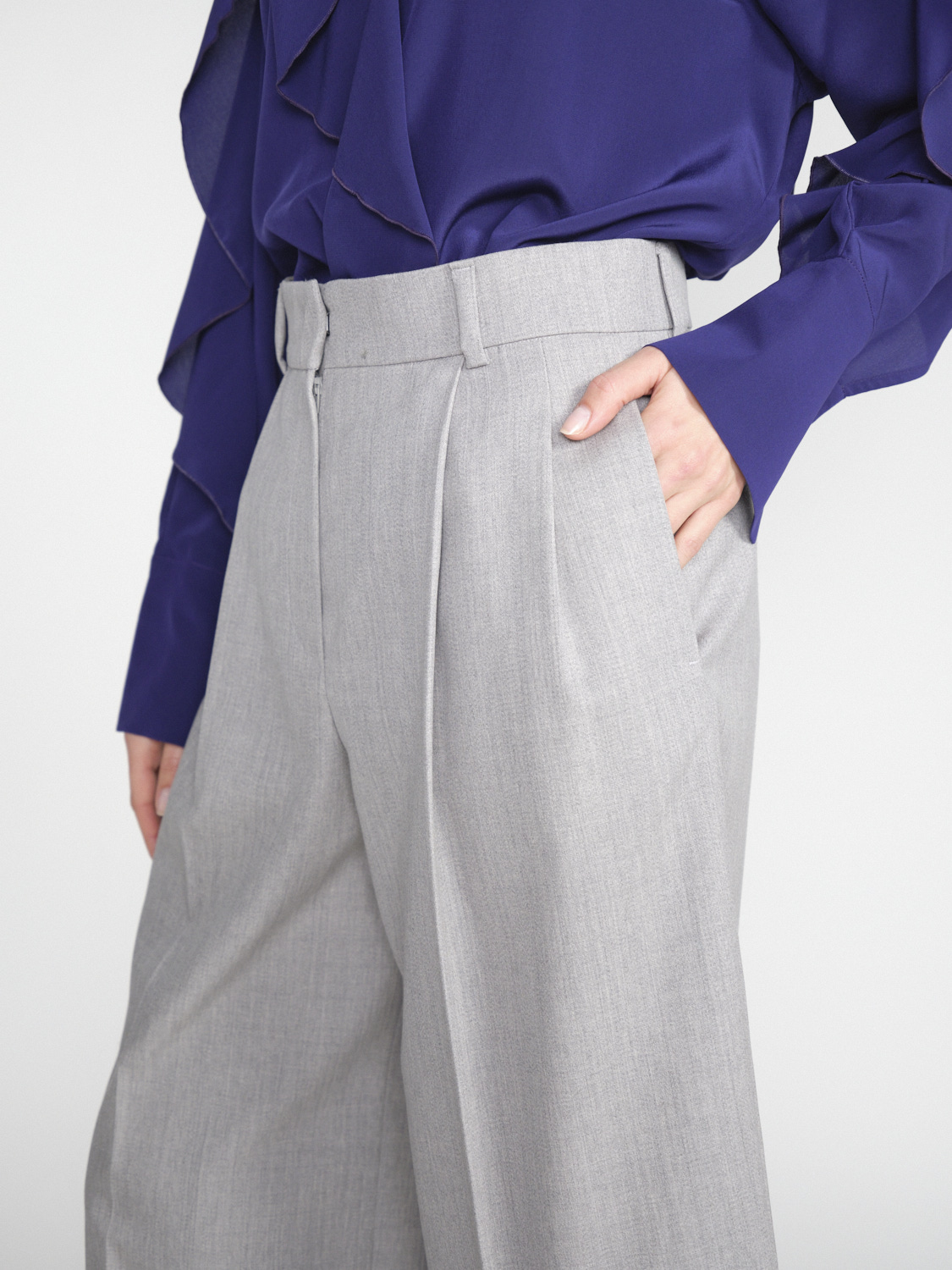 Odeeh Pleated virgin wool culotte  grey 34