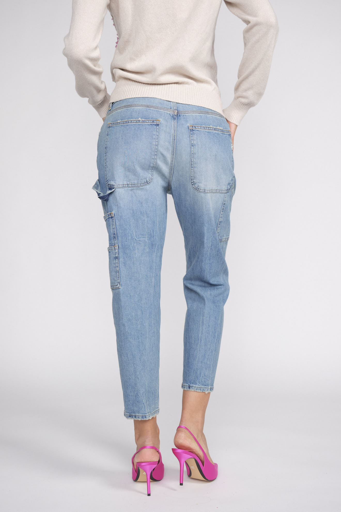 Locker geschnittene Jeans in Used-Optik aus Baumwolle blau 26