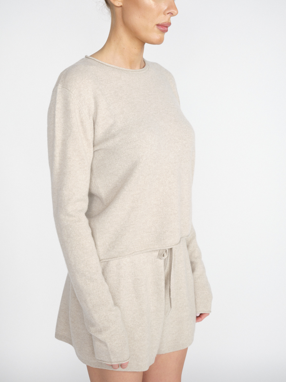 Lisa Yang Ida – Leichter Kaschmir-Pullover mit Glitzer-Effekten   beige M/L