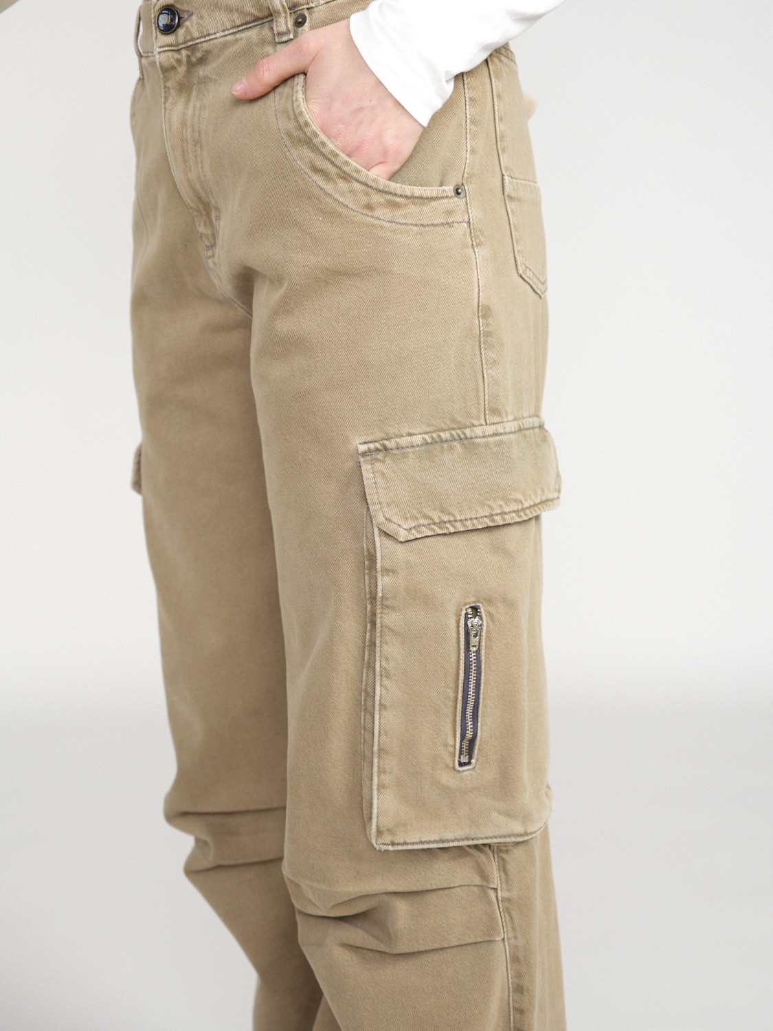 Semicouture Denim cargo in cotone oversize  beige 27