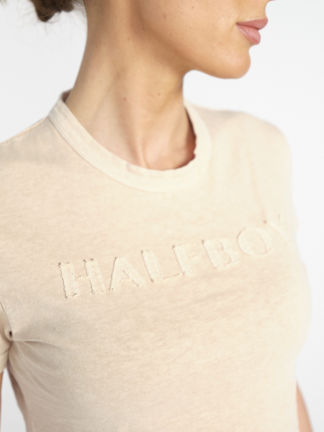 Halfboy Baby Tee cotton t-shirt with logo detail  beige XS