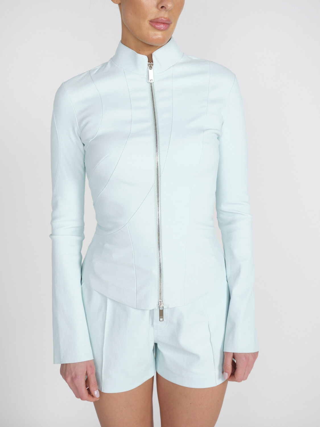 jitrois Ayna - Fitted lamb leather jacket with stretch  mint 34