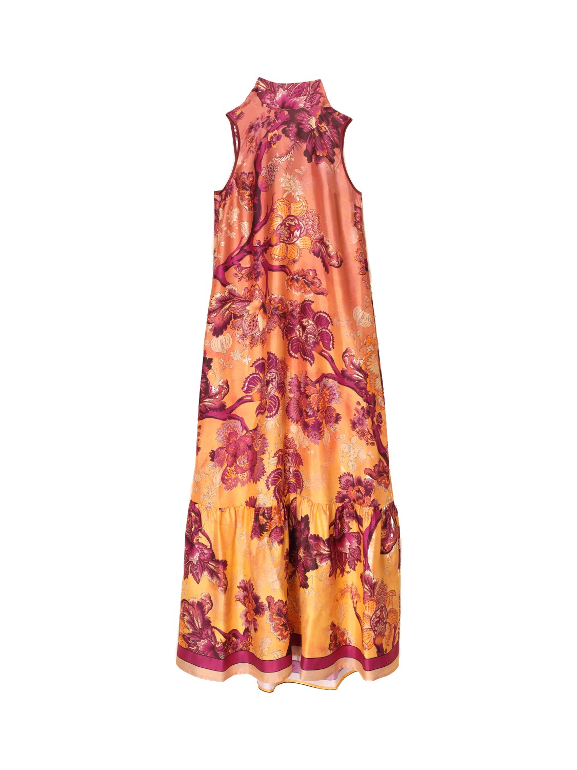 Silk midi dress with floral design 