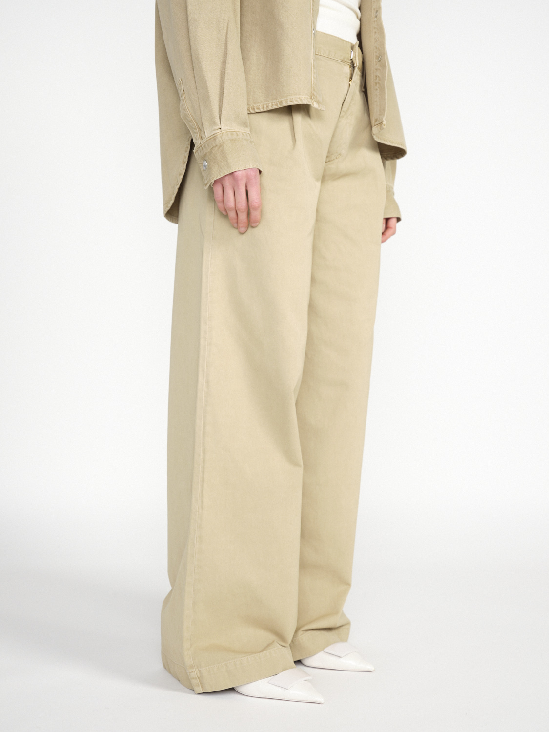 Agolde Darly Pant – wide-leg cotton trousers  beige 25