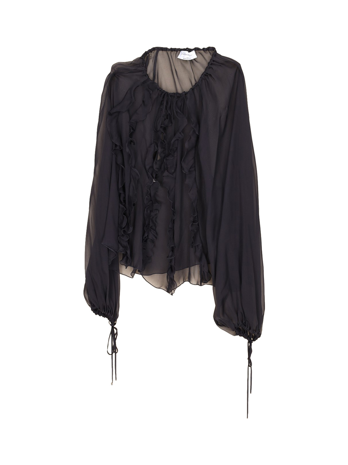 Blumarine Sheer blouse with ruffles  black 36