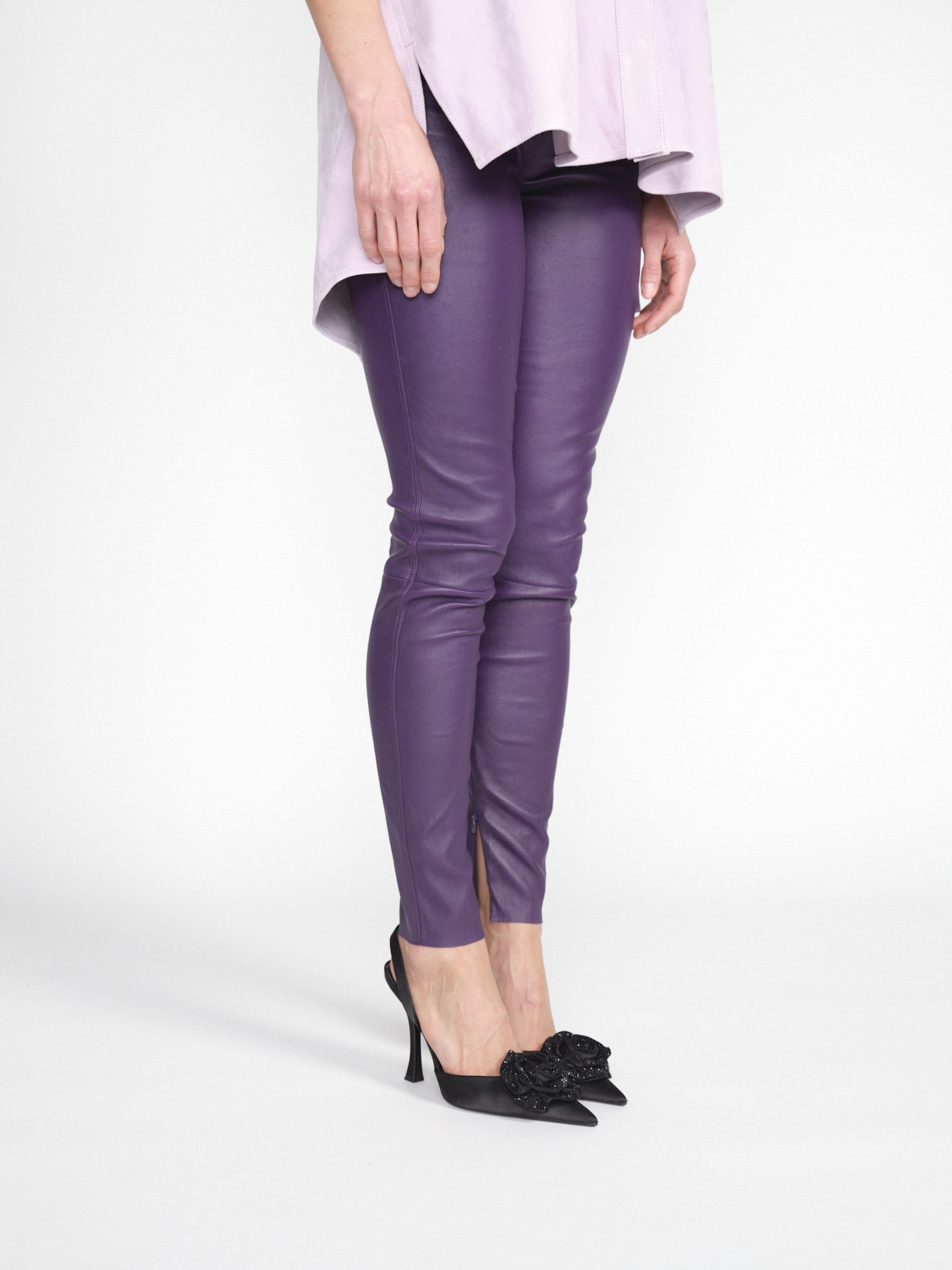 jitrois Pantalon Wynn Agneau - Pants in lamb leather purple 38
